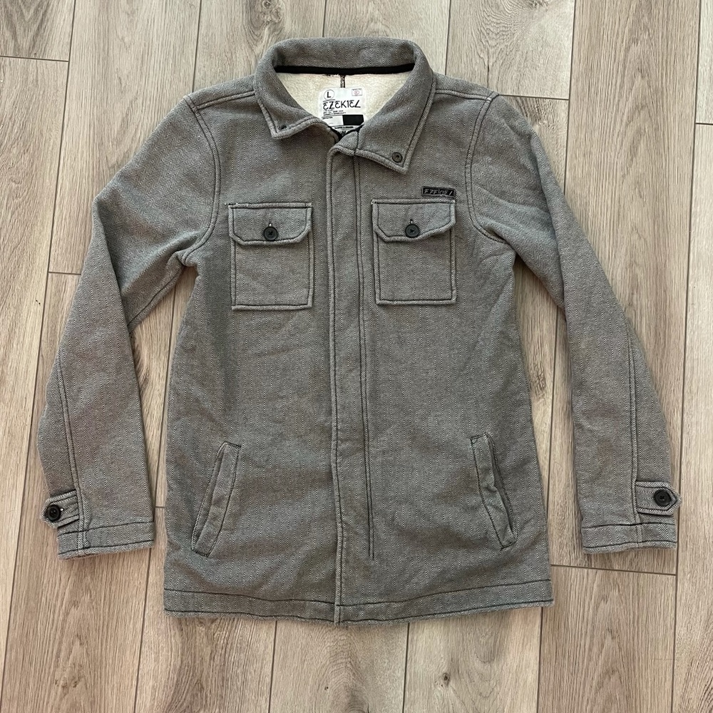 Ezekiel men’s Jacket grey herringbone peacoat